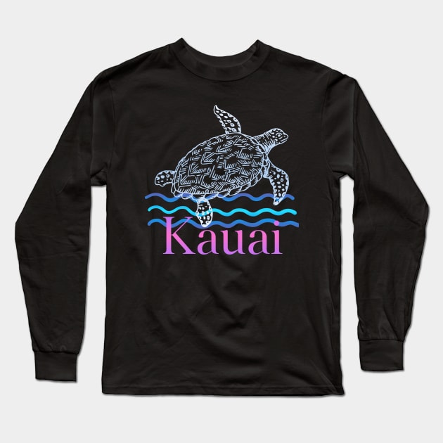 Kauai Hawaii Sea Turtle Souvenir Gift Long Sleeve T-Shirt by Pine Hill Goods